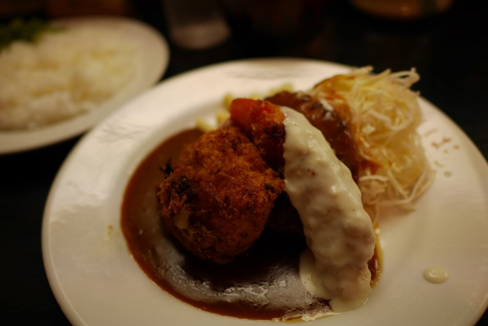 「かっぱ」で名代とんかつとAセット(ハンバーグ＋クリームコロッケ＋海老フライ)食べたよ／岡山県倉敷市